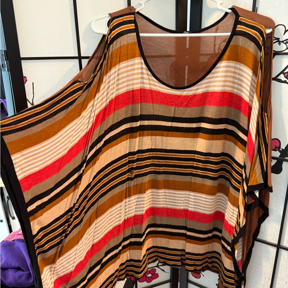 Striped Multicolor Poncho Top